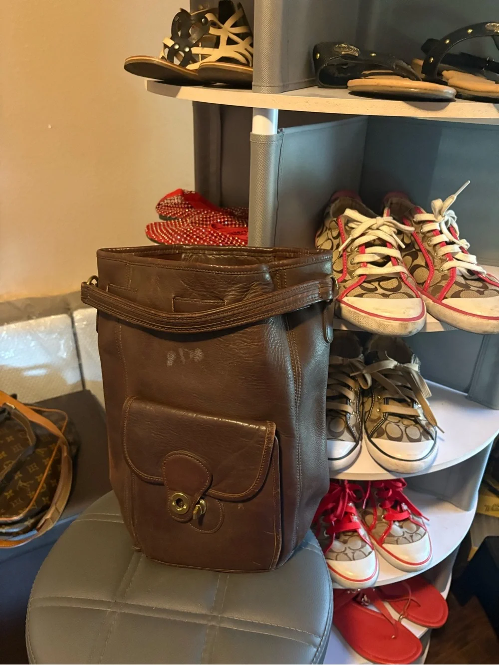 Coach Brown Leather Backpack with Front Pocket - Picture 1 of 2